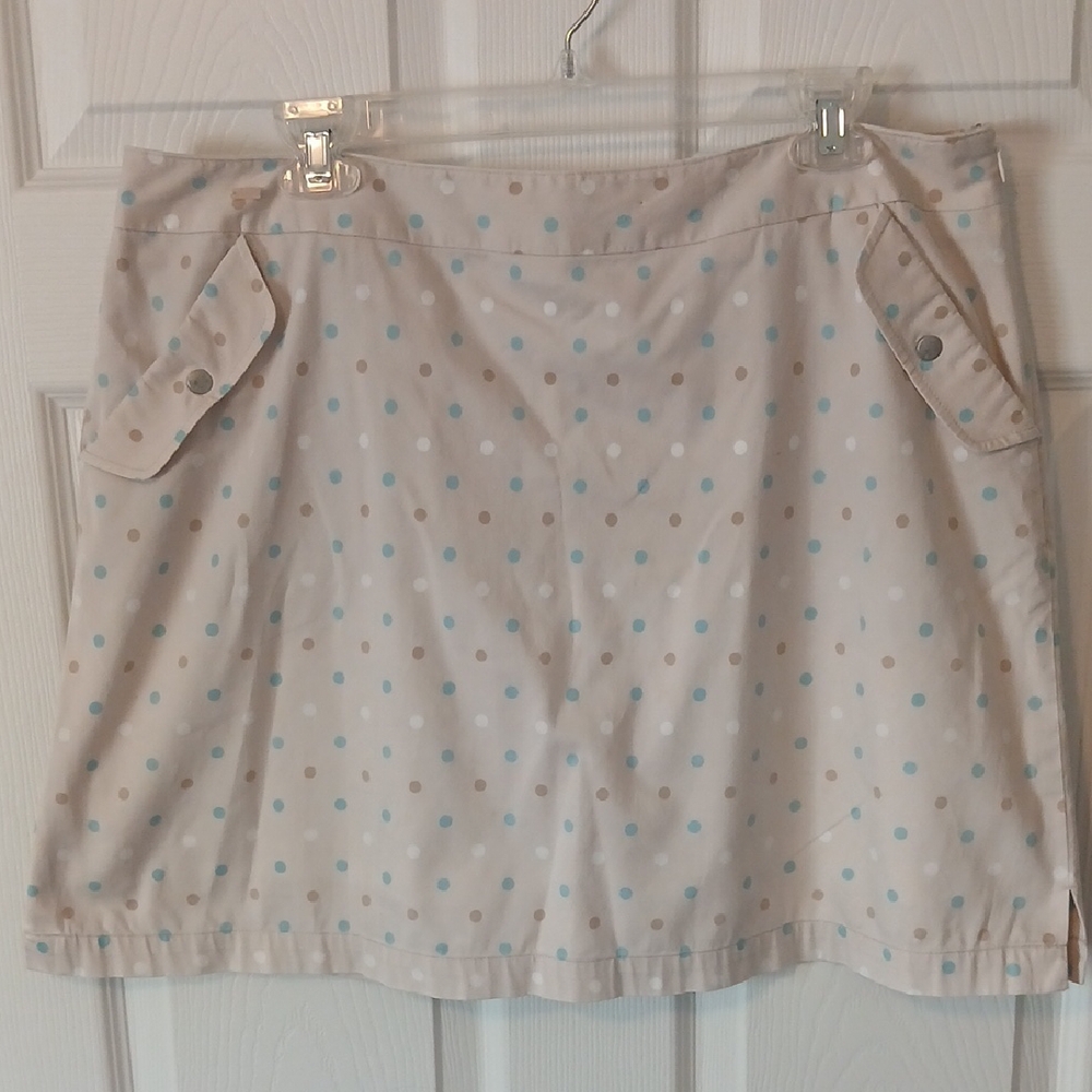 LizGolf Polka Dot Women's Golf Skort, Size 16. Snap Front Pockets, Zipper Side